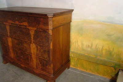Cassettiera in noce d'epoca Luigi Filippo