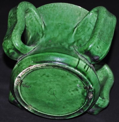 Atelier Madoura Vallauris green ceramic vase with handles signed