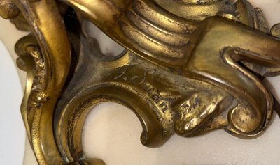 FERVILLE SUAN (1847-1925) Lampe En Bronze Doré Art Nouveau Signée
