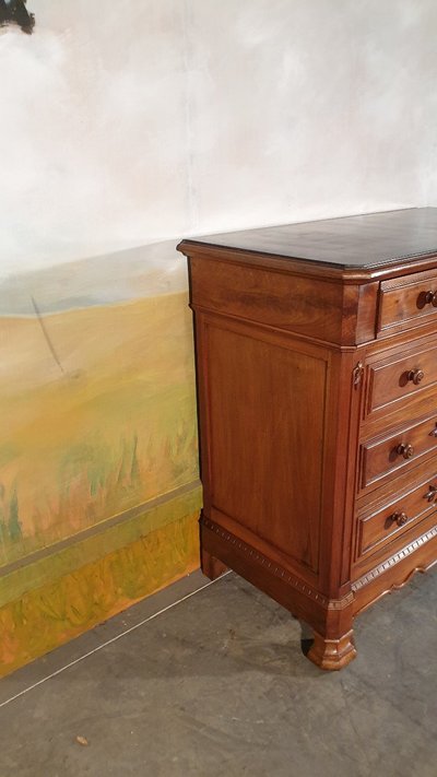 Petite Commode Louis Philippe En Noyer Massif