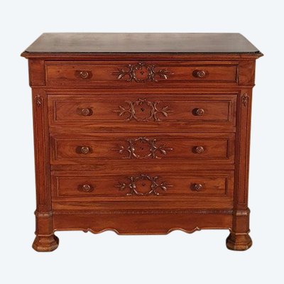 Petite Commode Louis Philippe En Noyer Massif