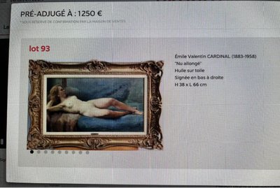 CARDINAL Emile Valentin (1883-1958) "Nu Allongé" Large Oil on Canvas Framed Signed