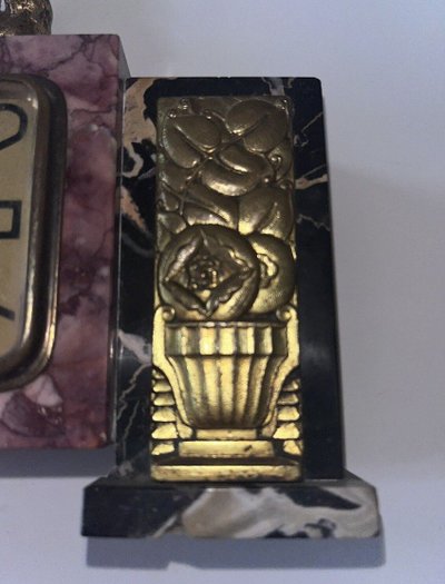 FRATIN (1801-1864) & DEP Art Deco Bronze And Marble Clock Combat d'Ours à La Dague