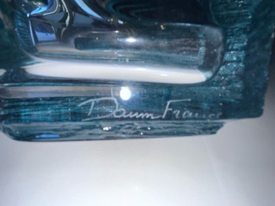 DAUM Argos Blue Crystal Brutalist Shape Lamp Signed