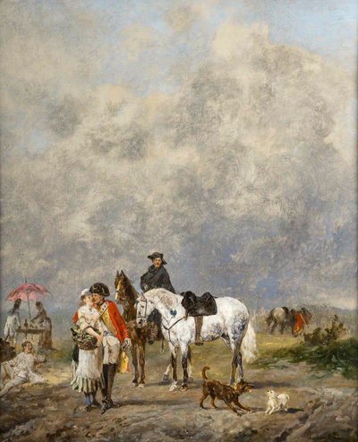 John Lewis Brown (1829-1890) Die Grisette, die Vivandière und die Reiter Öl auf Holz um 1856