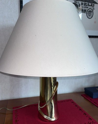 FRIGERIO Luciano Circa 1970 Grande lampada da salotto in ottone dorato H 60 cm
