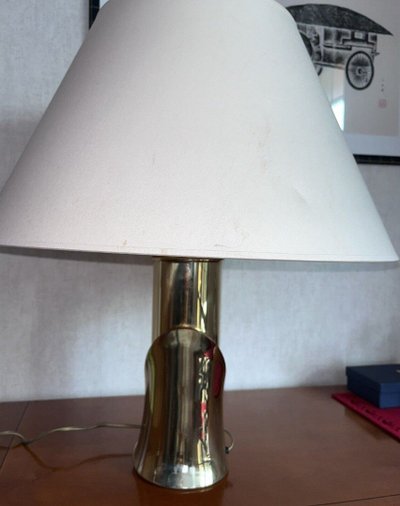 FRIGERIO Luciano Circa 1970 Grande lampada da salotto in ottone dorato H 60 cm