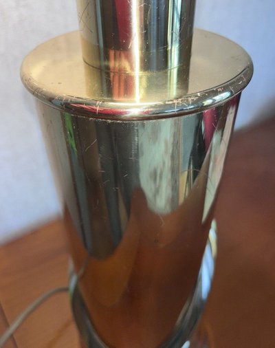 FRIGERIO Luciano Circa 1970 Grande lampada da salotto in ottone dorato H 60 cm