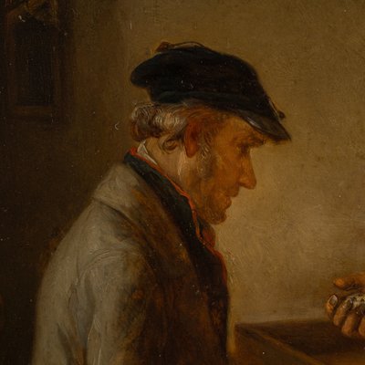 Zacharie Noterman (1820-1890) Les Joueurs de Dés et le Chien huile sur bois vers 1842