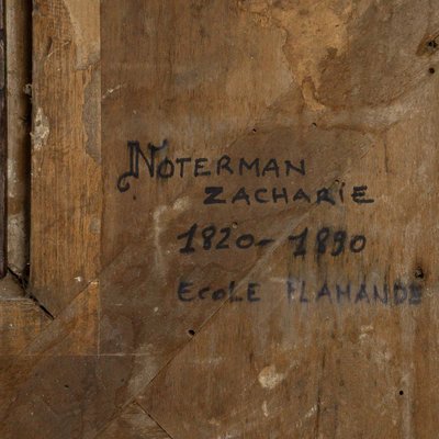 Zacharie Noterman (1820-1890) Les Joueurs de Dés et le Chien huile sur bois vers 1842