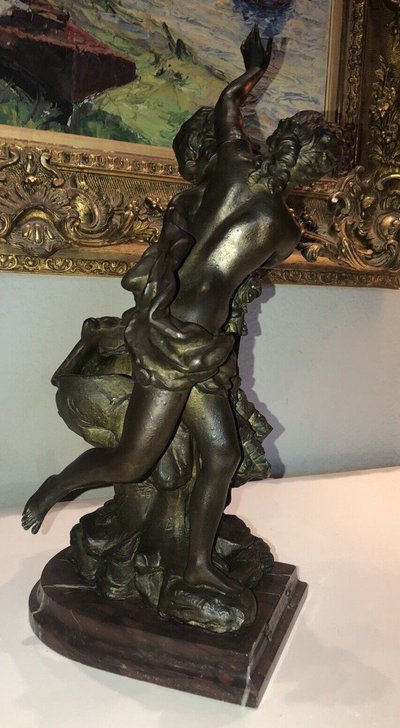 Van DE VOORDE & Charles LEVY (1820-1899) La Fête Du Faune Firmato.   H 46 Cm