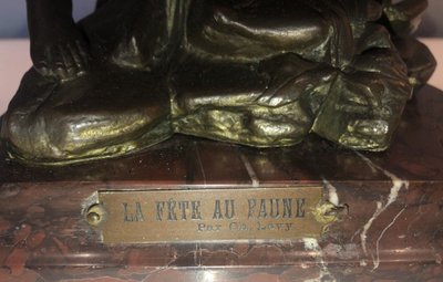 Van DE VOORDE & Charles LEVY (1820-1899) La Fête Du Faune Firmato.   H 46 Cm