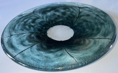 DAUM Nancy    Centre De Table En Cristal Bleu/vert Signé   Circa 1970