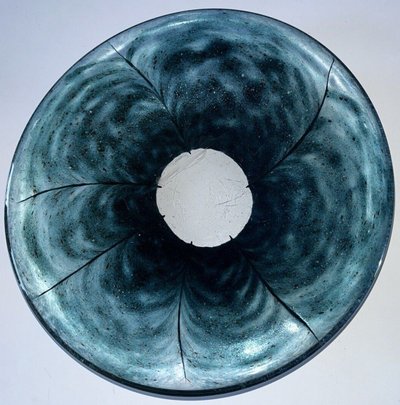 DAUM Nancy    Centre De Table En Cristal Bleu/vert Signé   Circa 1970