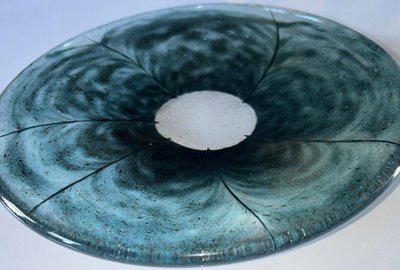 DAUM Nancy    Centre De Table En Cristal Bleu/vert Signé   Circa 1970