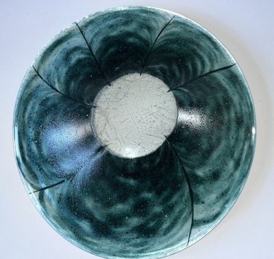 DAUM Nancy    Centre De Table En Cristal Bleu/vert Signé   Circa 1970
