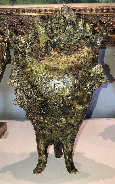 Simone CONRAD (nato nel 1919) Scultura Uomo-foglia in ceramica H 35 cm