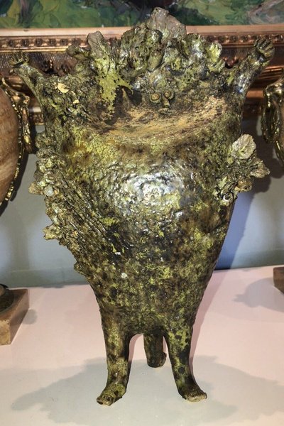 Simone CONRAD (nato nel 1919) Scultura Uomo-foglia in ceramica H 35 cm