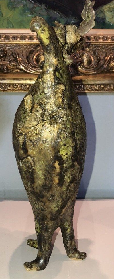 Simone CONRAD (nato nel 1919) Scultura Uomo-foglia in ceramica H 35 cm