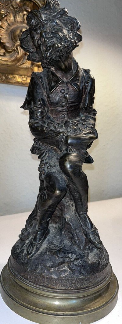 LE LIBON (XX) Statua di Quasimodo in bronzo firmata con doppia patina Altezza 33 cm