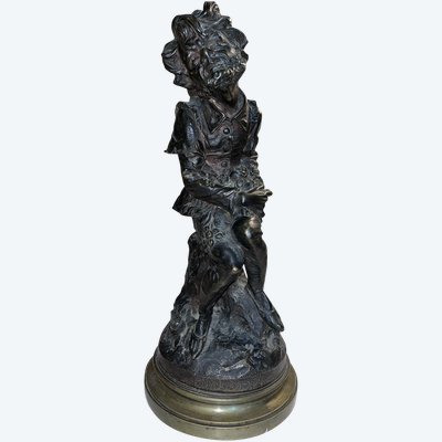 LE LIBON (XX) Statua di Quasimodo in bronzo firmata con doppia patina Altezza 33 cm