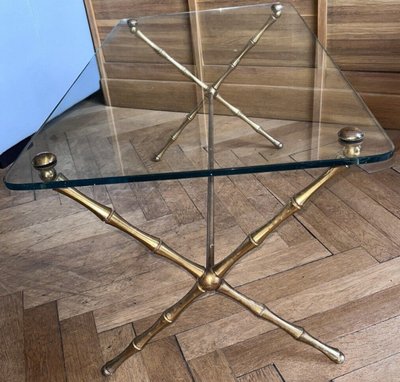 Maison BAGUES   Table Basse à Entretoise En Bronze Doré Figurant Des Bambous