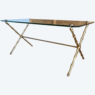 Maison BAGUES   Table Basse à Entretoise En Bronze Doré Figurant Des Bambous