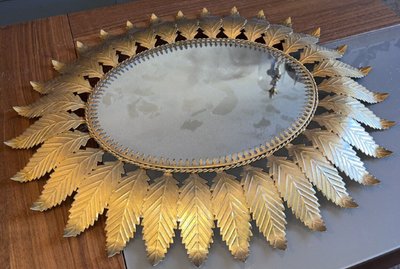 Grand Miroir Soleil En Laiton Doré Dans Le Gout De la Maison CHATY
