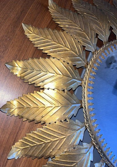 Grand Miroir Soleil En Laiton Doré Dans Le Gout De la Maison CHATY