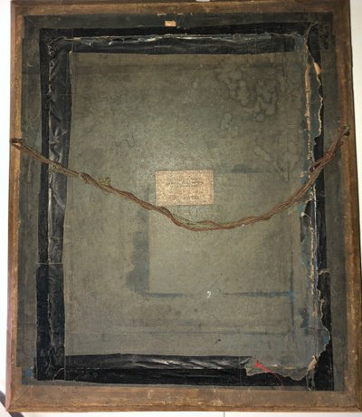 Großes Religiöses Unterglasbild "Jungfrau Maria" Goldener Stuckrahmen 58x48 Cm