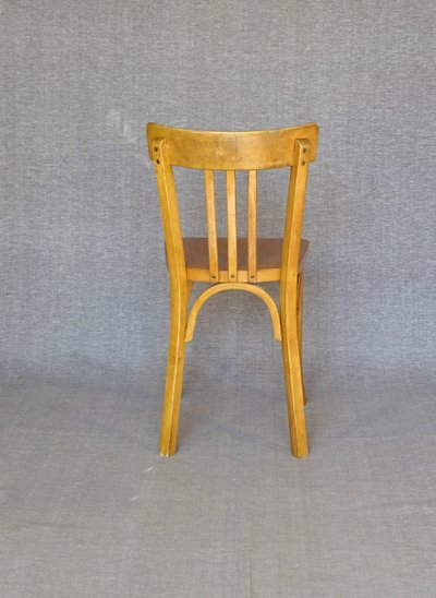 4 sedie da bistrot Baumann 1950 in colore "chéne doré", senza rete