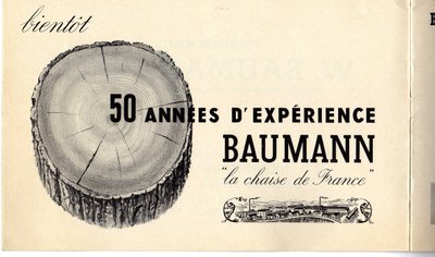 4 sedie da bistrot Baumann 1950 in colore "chéne doré", senza rete