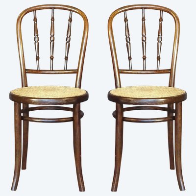 Set di 2 sedie Kohn bistrot cannées 1920 - in legno curvato - No Thonet