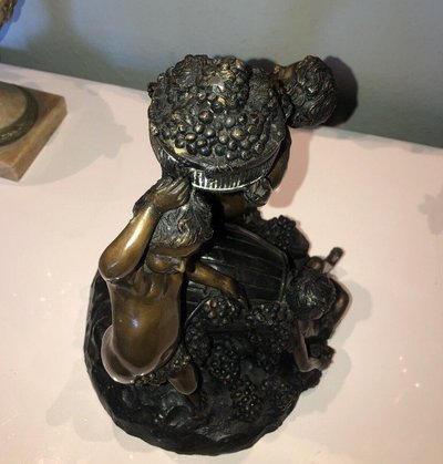 Groupe En Bronze à Double Patine à Décor d'Une Bacchanale Signé Ahs
