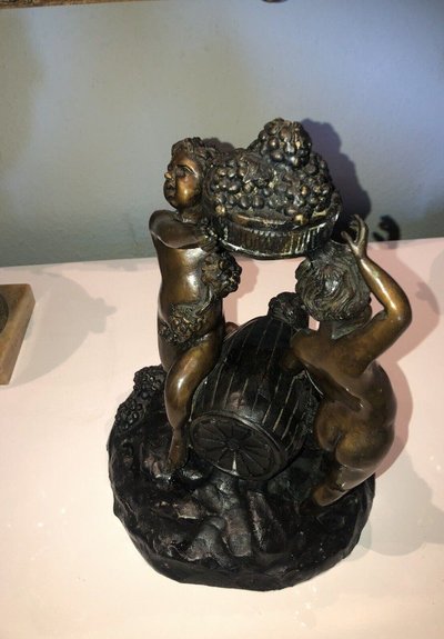 Groupe En Bronze à Double Patine à Décor d'Une Bacchanale Signé Ahs
