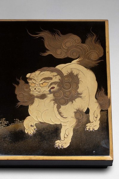 Suzuribako – Japanische Lackschreibmappe in Shishi, Edo, Meiji Japan