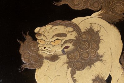Suzuribako – Japanische Lackschreibmappe in Shishi, Edo, Meiji Japan
