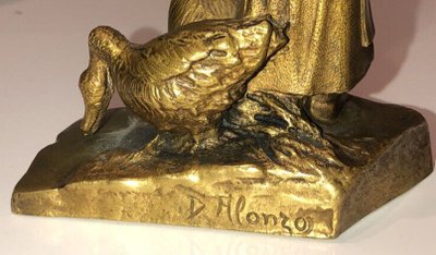 Dominique ALONZO, French school, Active from 1910 to 1930) La Gardeuse d'Oies (The Goosekeeper)