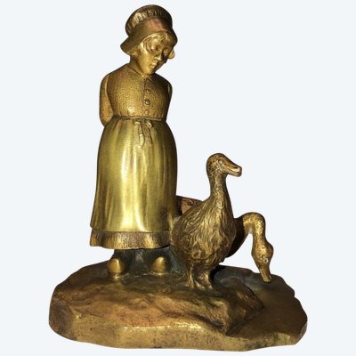 Dominique ALONZO, French school, Active from 1910 to 1930) La Gardeuse d'Oies (The Goosekeeper)