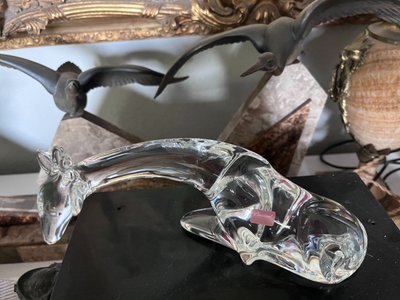 BACCARAT & LOET Stylised Crystal Giraffe Signed And Stamped Signed