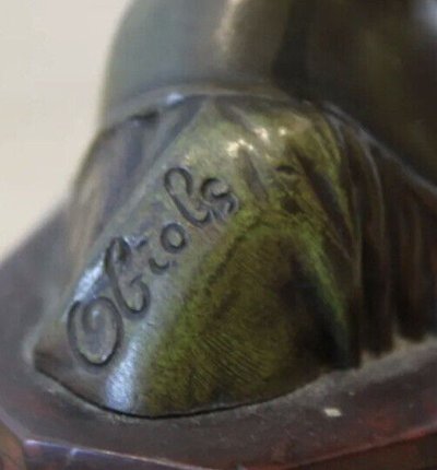 Gustavo OBIOLS Delgado (1858-1910) l'Alsacienne Bronze with Green Patina About 1900
