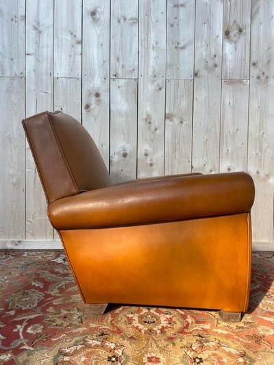 Havana leather club armchair