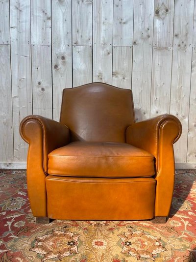 Havana leather club armchair