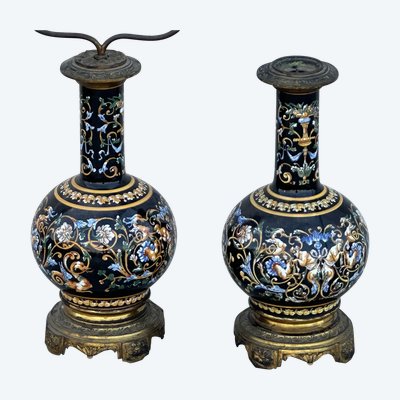 Paire de lampes en Gien