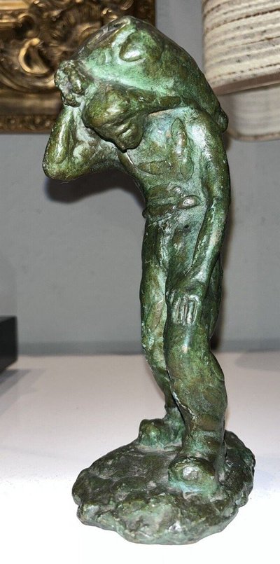 GUERO (XXth) Set Of 3 Bronze Sculptures with Green Patina Signed