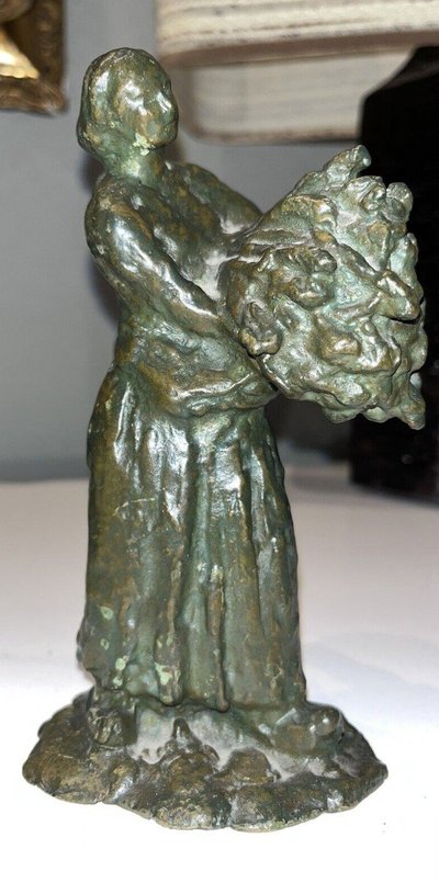 GUERO (XXth) Set Of 3 Bronze Sculptures with Green Patina Signed