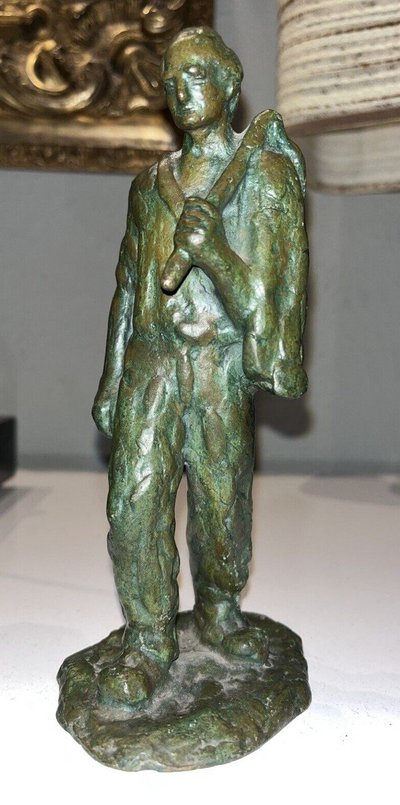 GUERO (XXth) Set Of 3 Bronze Sculptures with Green Patina Signed