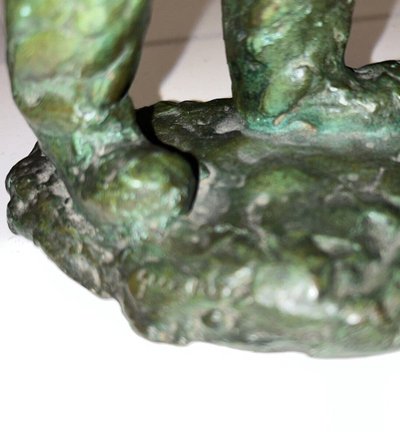 GUERO (XXth) Set Of 3 Bronze Sculptures with Green Patina Signed