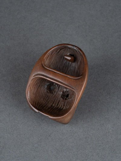 Netsuke, maschera Kyogen raffigurante una volpe, Kitsune, Giappone Edo, Meiji, arte asiatica