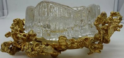 Claude Victor BOELTZ ( Born In 1937 ) White Quartz Cup And Gilded Bronze Setting